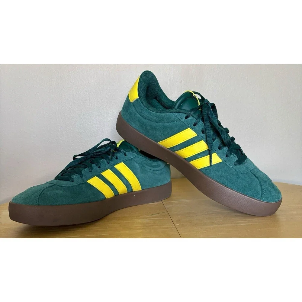 Adidas Men's VL Court 3.0 Sportswear Sneakers Size 10 US Green And Yellow
